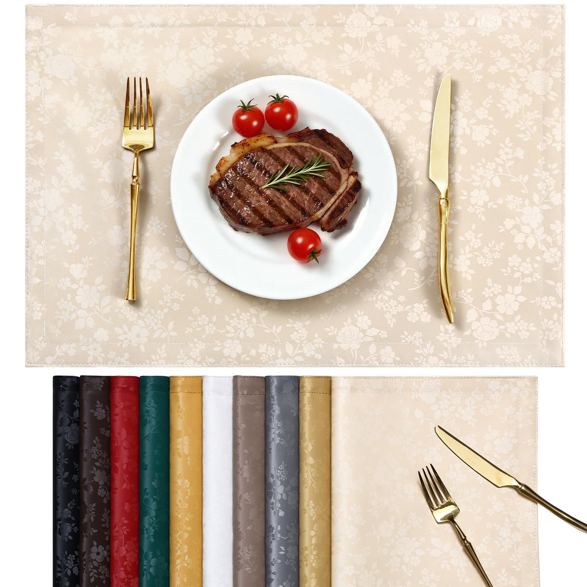 Smiry Rectangle Place Mats, Waterproof Heavy Duty Vinyl Placemats 6 Pack