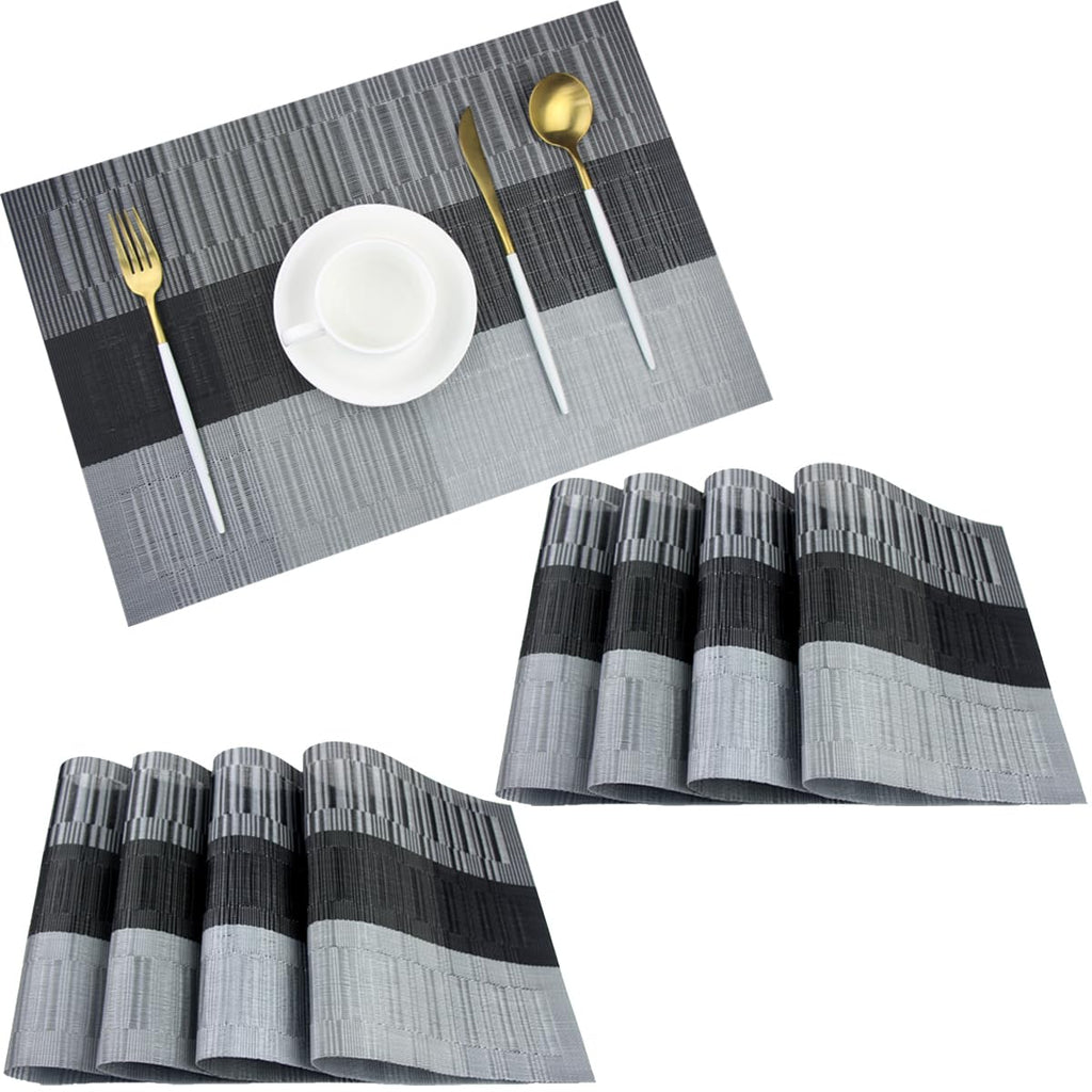 PIGCHCY Placemats,Durable Placemats for Dining Table,Washable Woven Vinyl Kitchen Placemats Set of 4 (Brown)