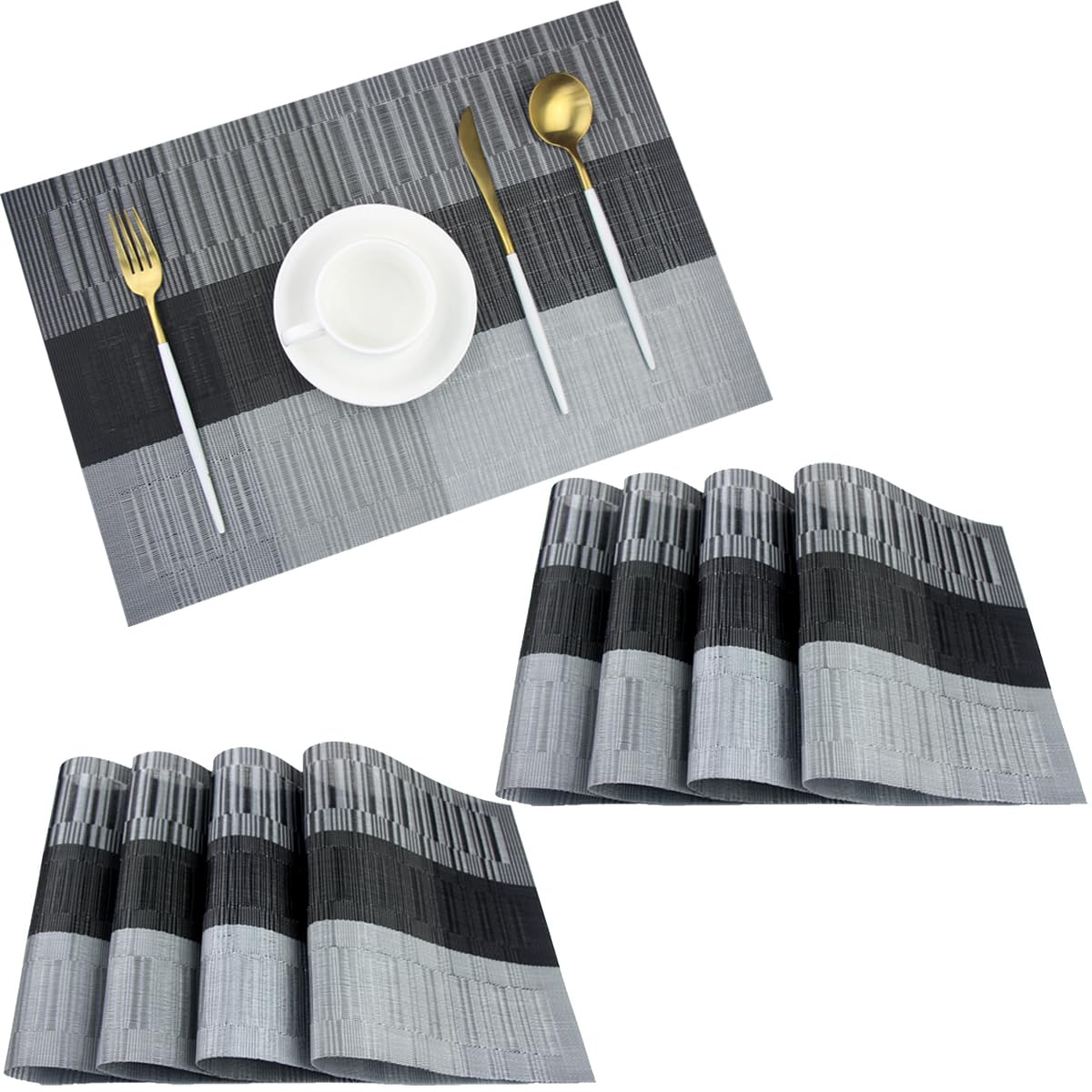 PIGCHCY Placemats,Durable Placemats for Dining Table,Washable Woven Vinyl Kitchen Placemats Set of 4 (Brown)