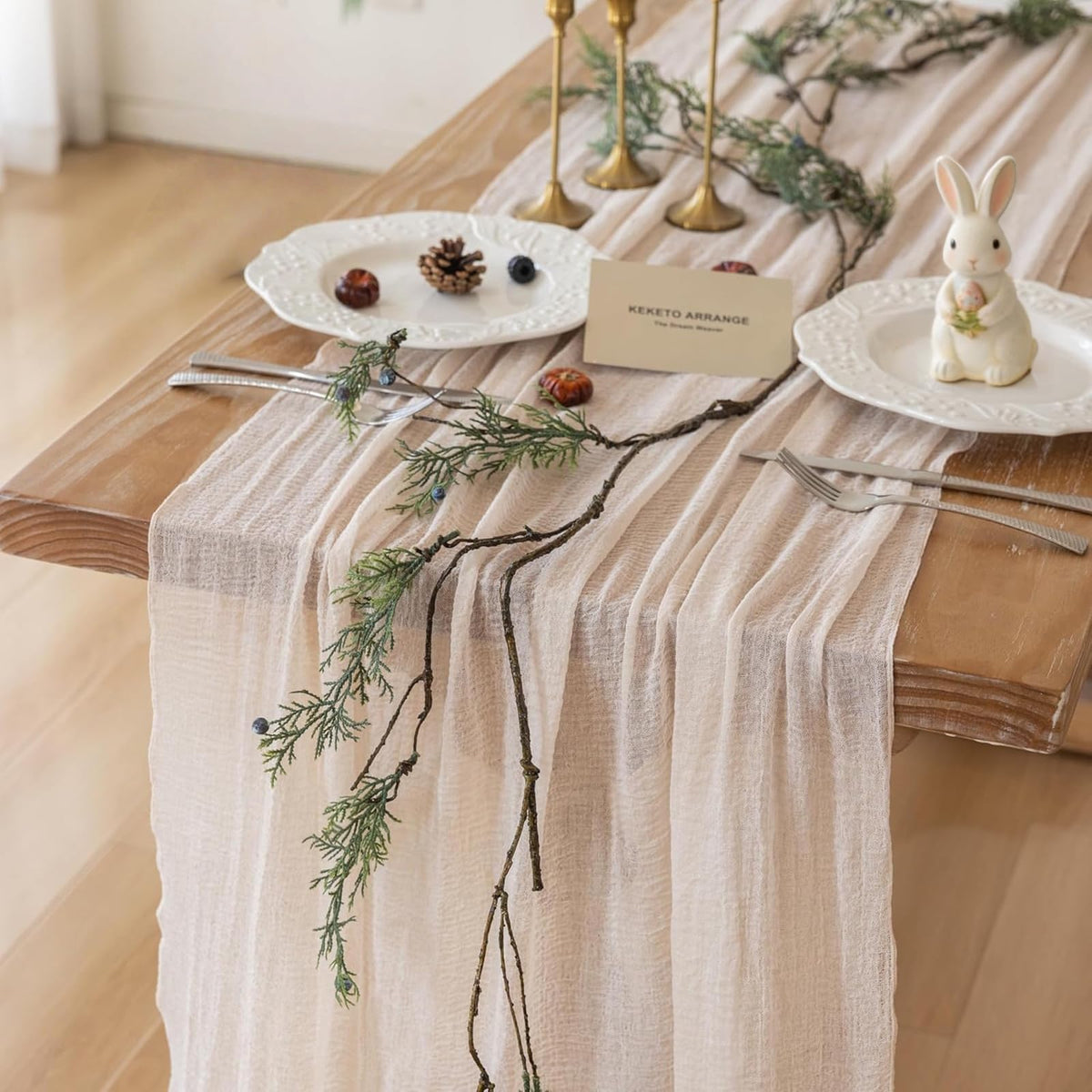 Sage Green Cheesecloth Table Runner 120 Inches Fall Party Home Decorations