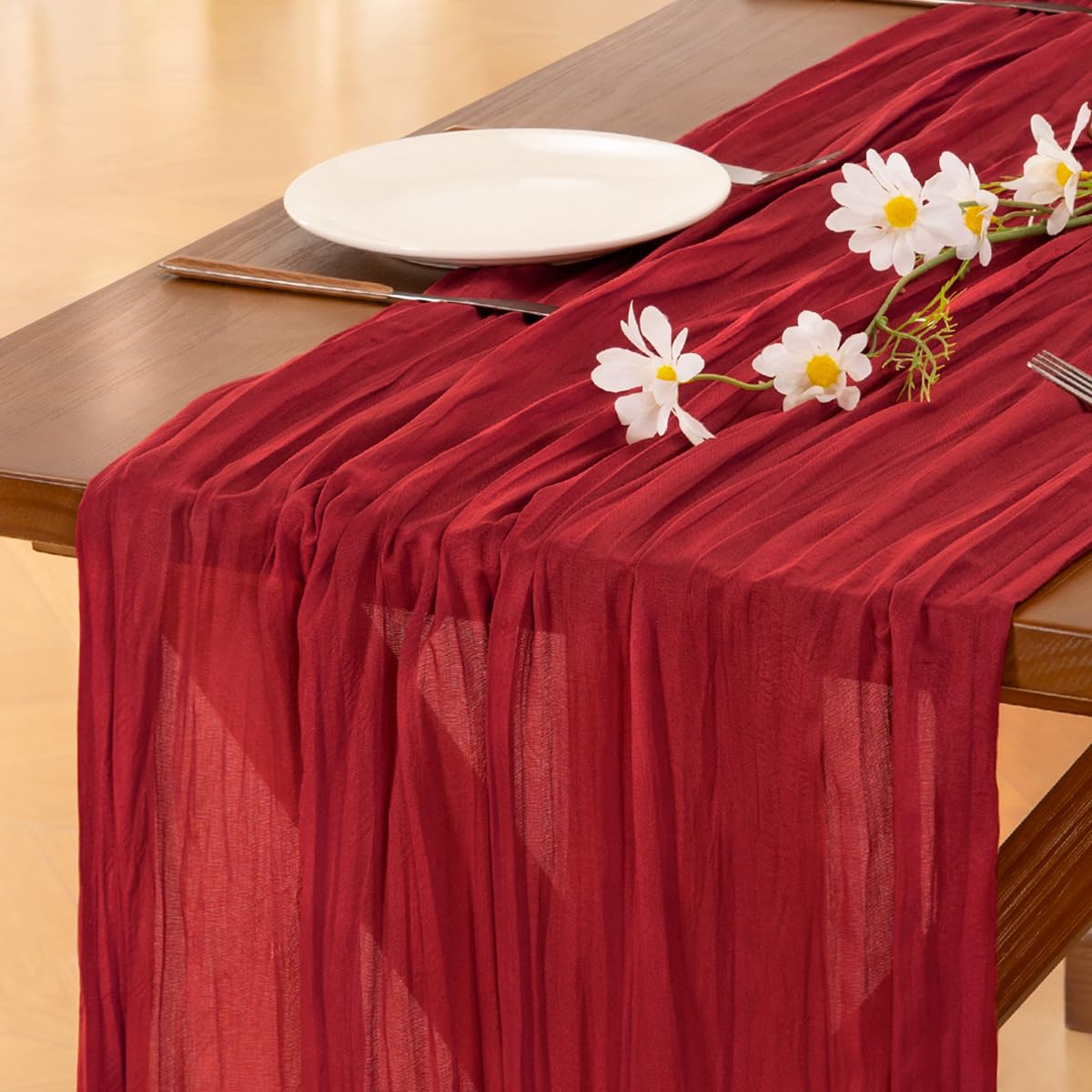 Cheesecloth Table Runner White Fall Boho Wedding Birthday Party Home Decor