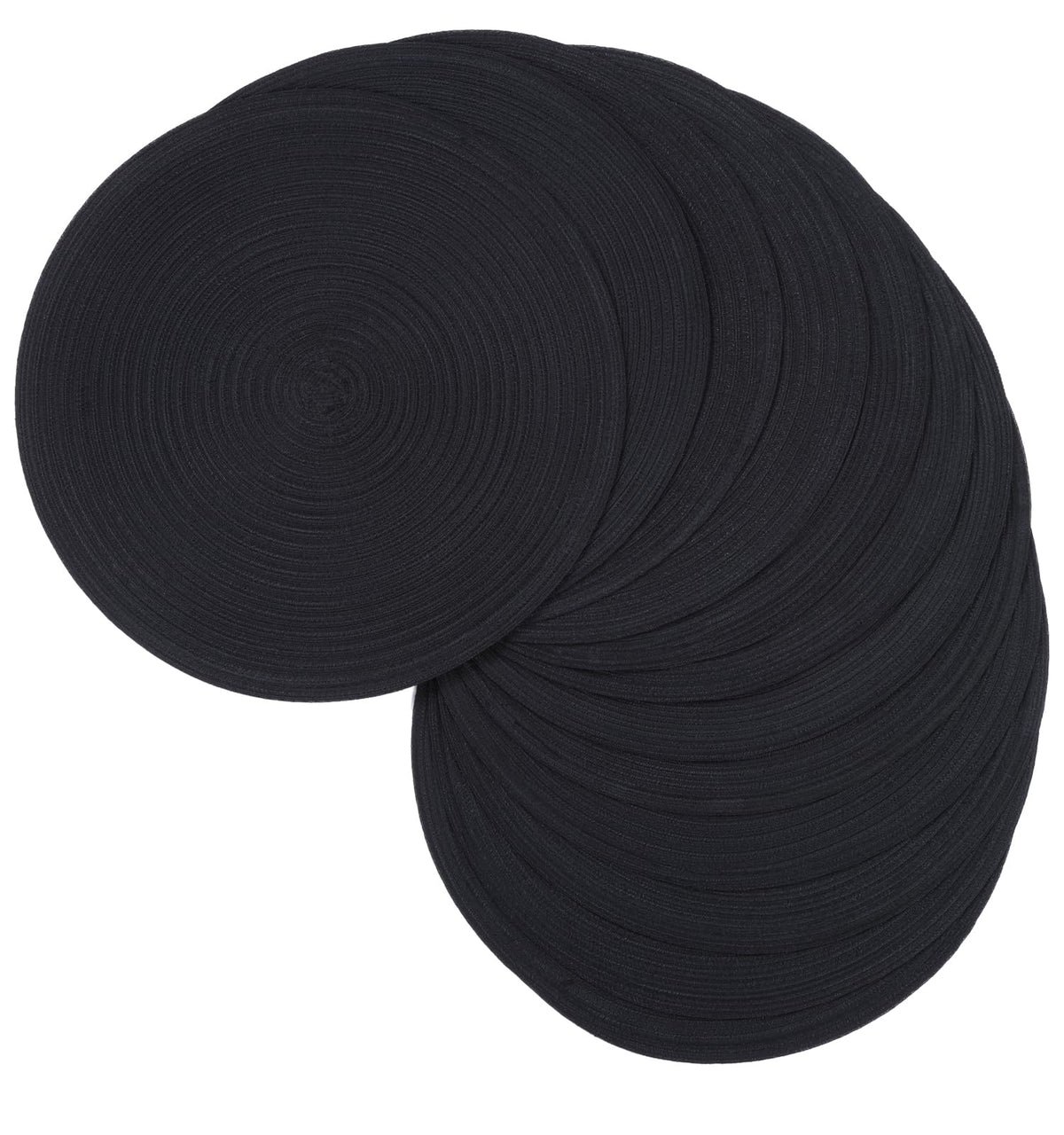SHACOS Round Braided Placemats Set of 4 Dining Table Placemats 15 inch Circle Place Mats Easy to Clean Table Mats Indoor Outdoor, Blue Gray