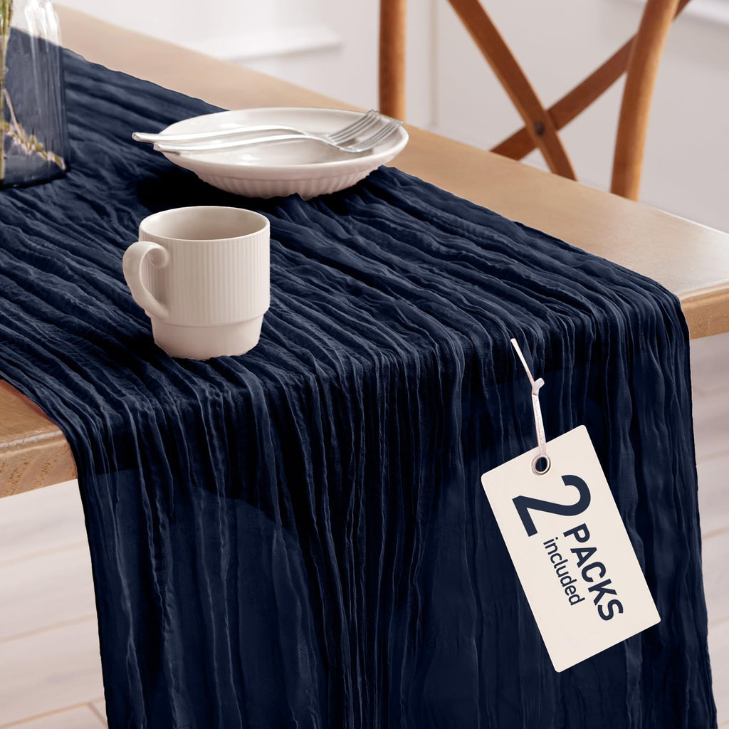 Pureegg 2 Pack Cheesecloth Table Runner 120 Inch Beige