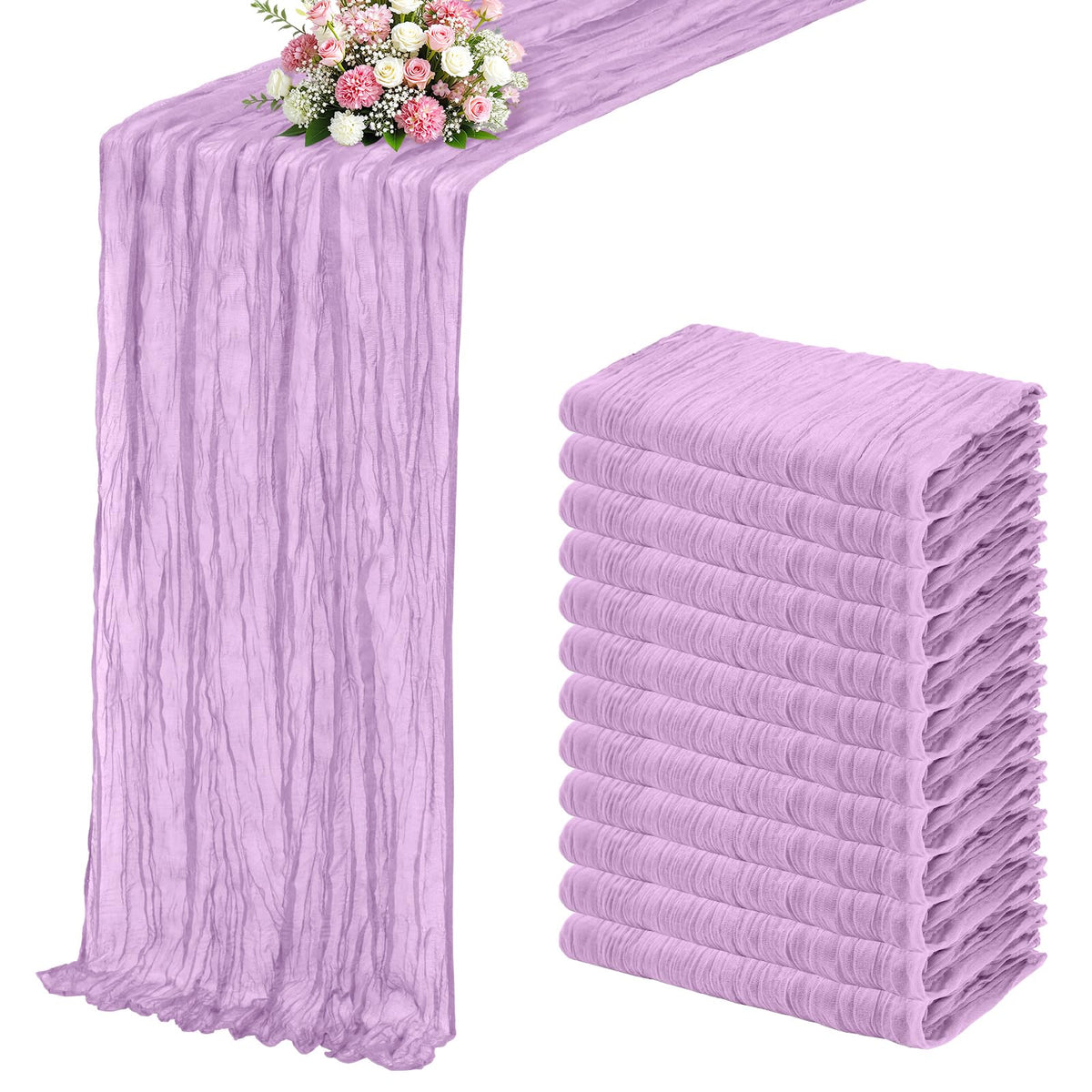 Terracotta Boho Cheesecloth Table Runner 12 Pack 17x108 Inch Sheer Gauze