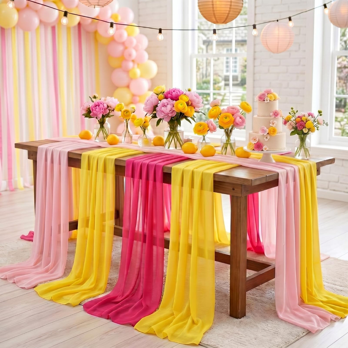 Boao 6 Pcs Fall Burnt Orange Party Decorations Chiffon Table Runners