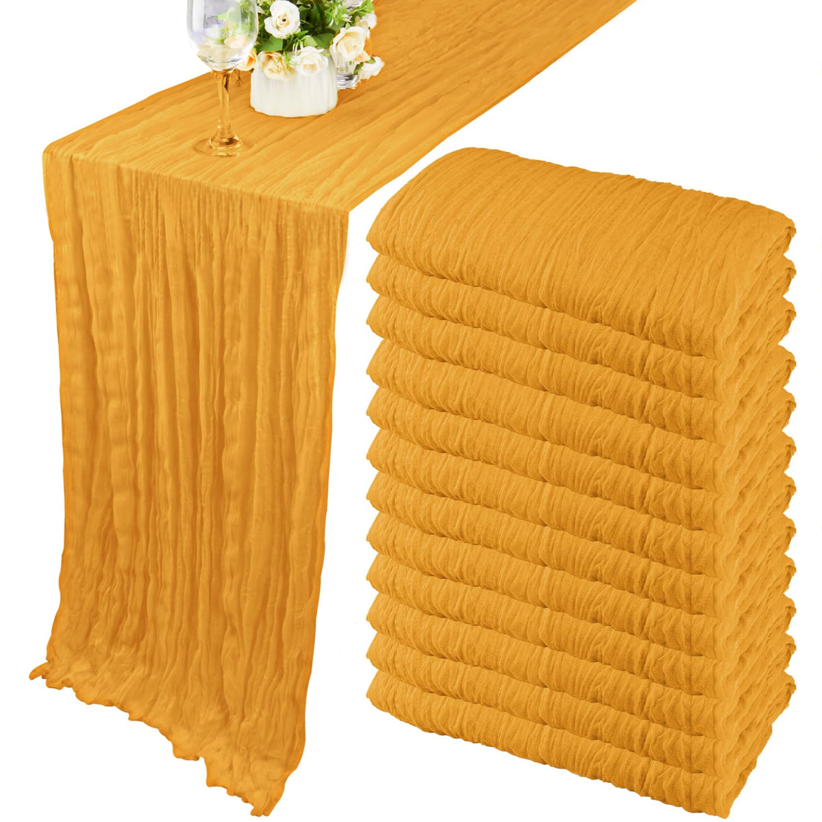 35x120 Inch Dusty Blue Cheesecloth Table Runner Boho Wedding Party Decor