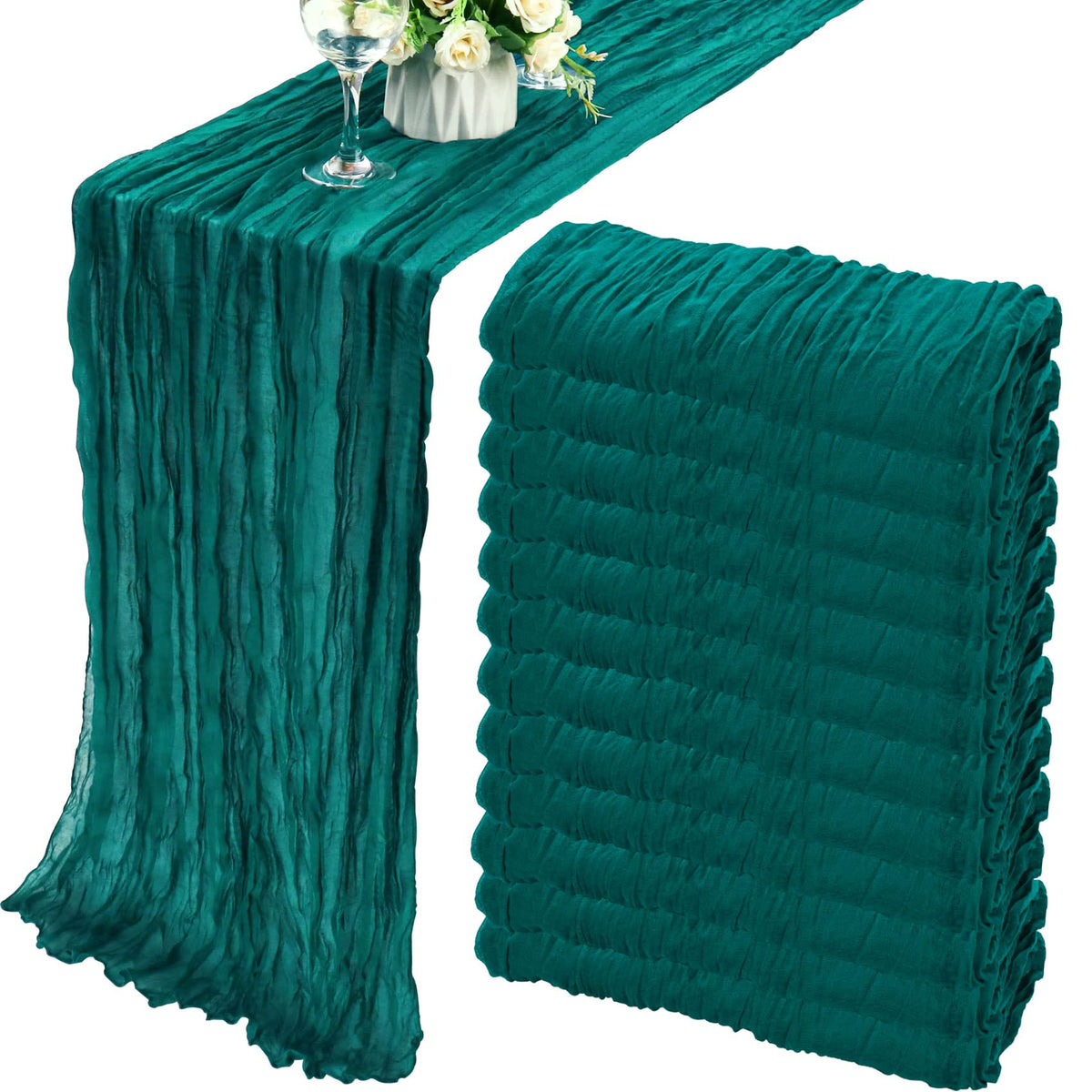 35x120 Inch Dusty Blue Cheesecloth Table Runner Boho Wedding Party Decor