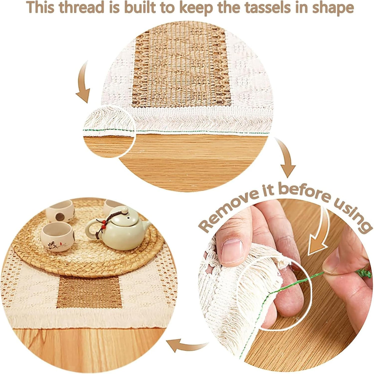 Placemats Set of 6 with 6 PCs Round Placemats and 6 PCs Table Mats