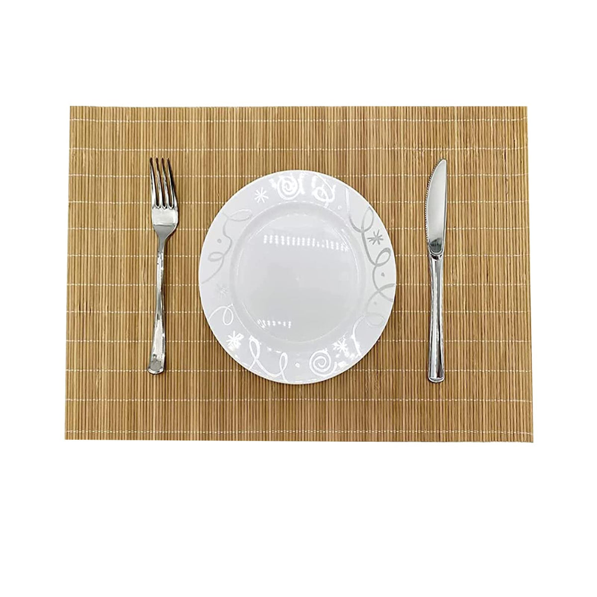 Set of 8 Pcs Bamboo Placemats Sushi Rolling Mat Japanese Style Natural Anti-Slip, Washable Heat-Resistant Table Mats for Dining Room and Kitchen（Brown）