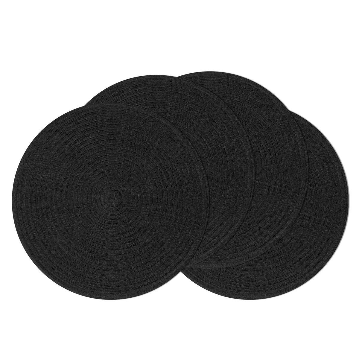 SHACOS 15 inch Round Placemats Set of 6, Cotton Polyester Woven Braided Place Mats, Washable Heat Resistant Circle Table Mats for Dining Table (Beige, 6)