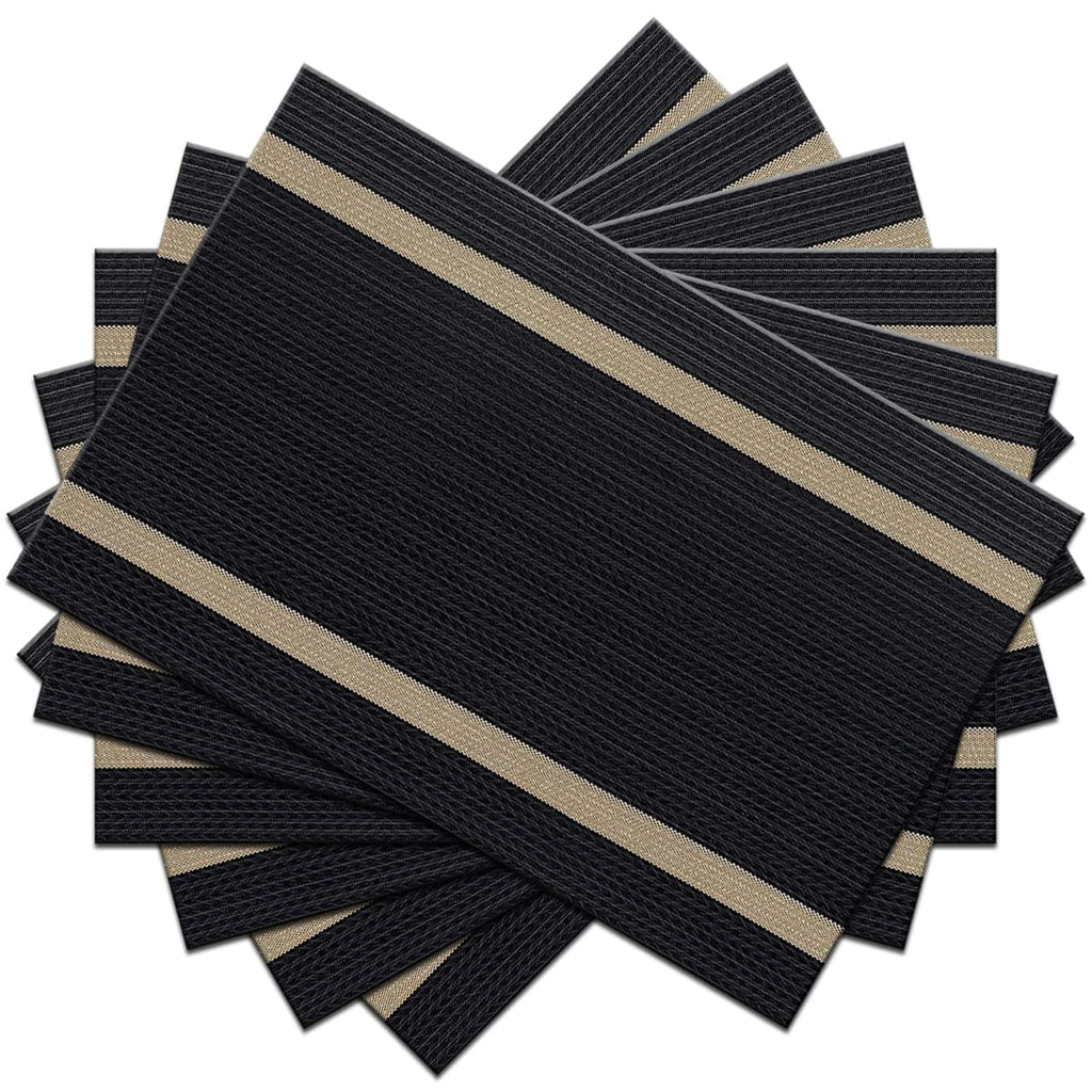 PIGCHCY Placemats,Durable Placemats for Dining Table,Washable Woven Vinyl Kitchen Placemats Set of 4 (Brown)