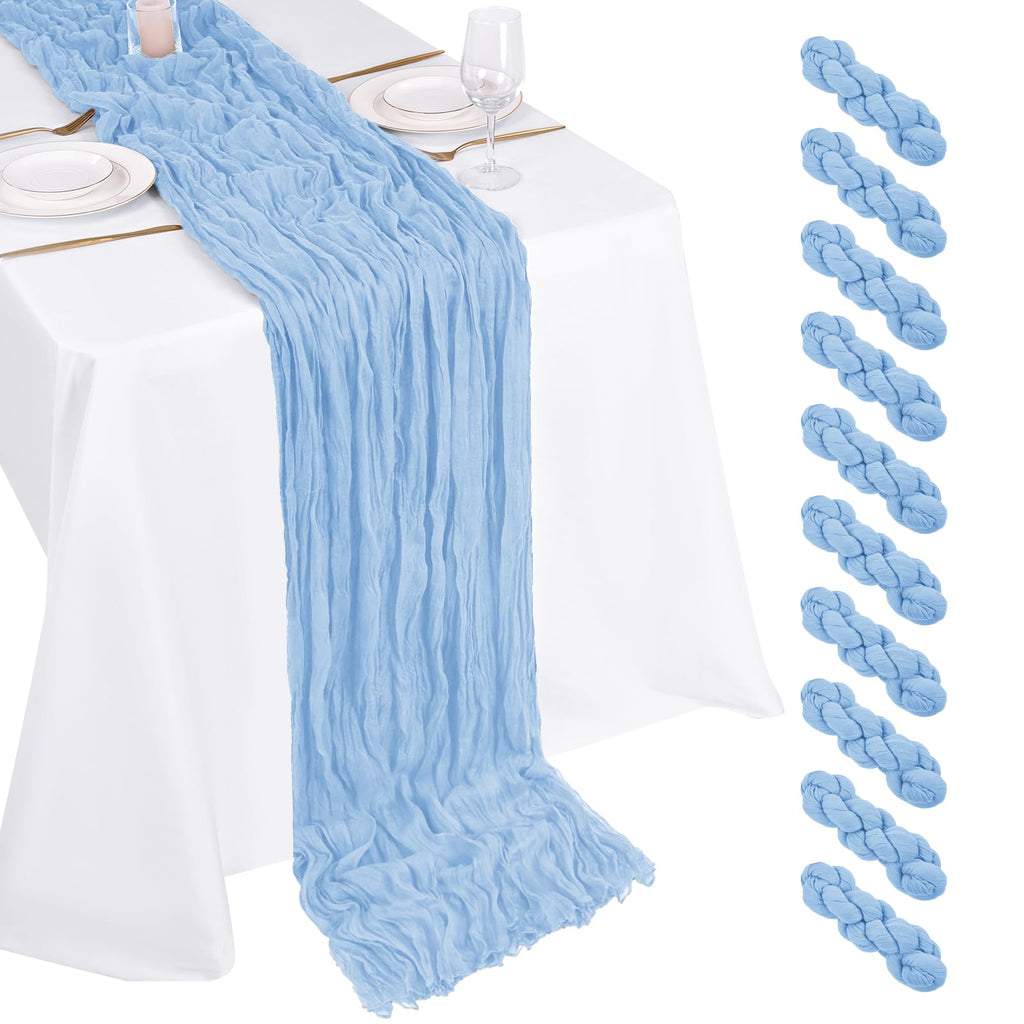 10 Pack Ivory Cheesecloth Table Runner 17x108 Inch Boho Gauze Cheese Cloth Table Runners for Wedding Party Baby Shower Birthday Home Decor