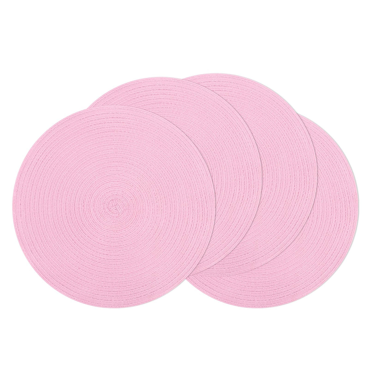 SHACOS 15 inch Round Placemats Set of 6, Cotton Polyester Woven Braided Place Mats, Washable Heat Resistant Circle Table Mats for Dining Table (Beige, 6)