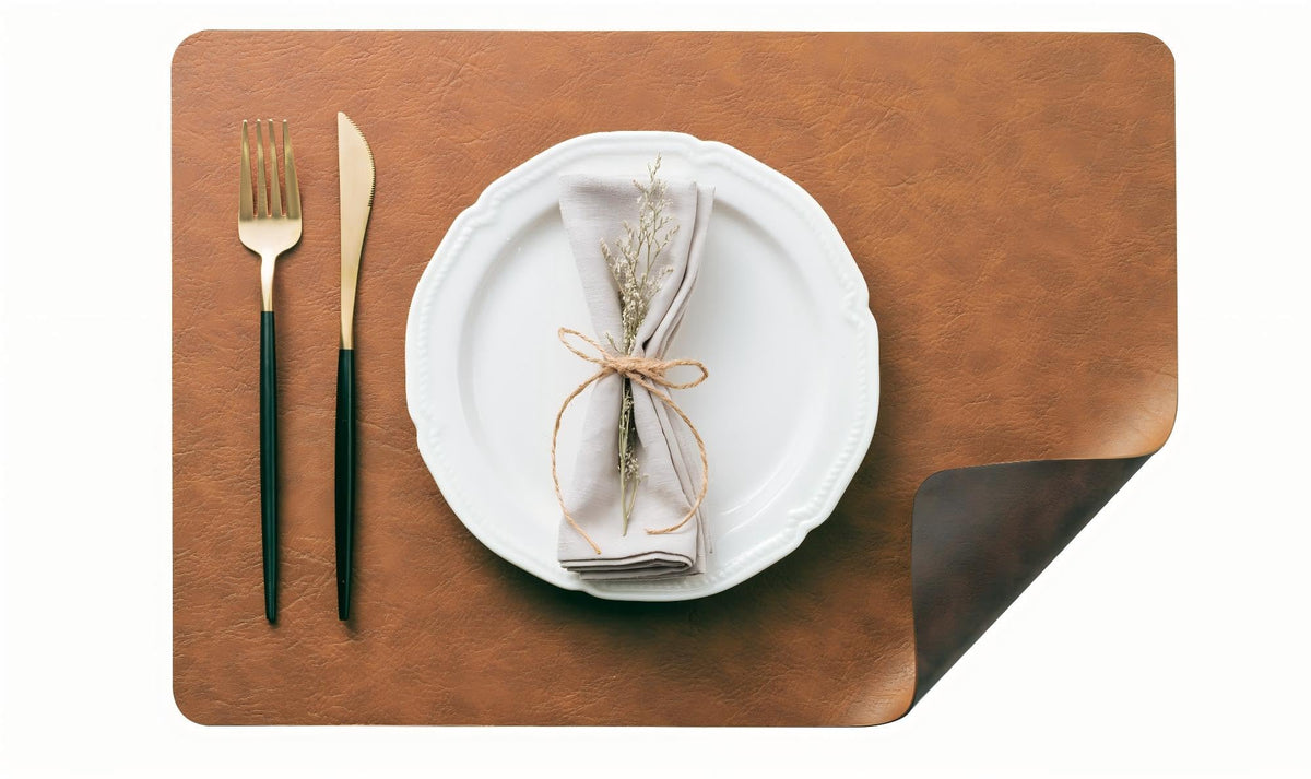 DOLOPL Placemats Set of 8, Reversible Dual-Color Faux Leather Place Mats