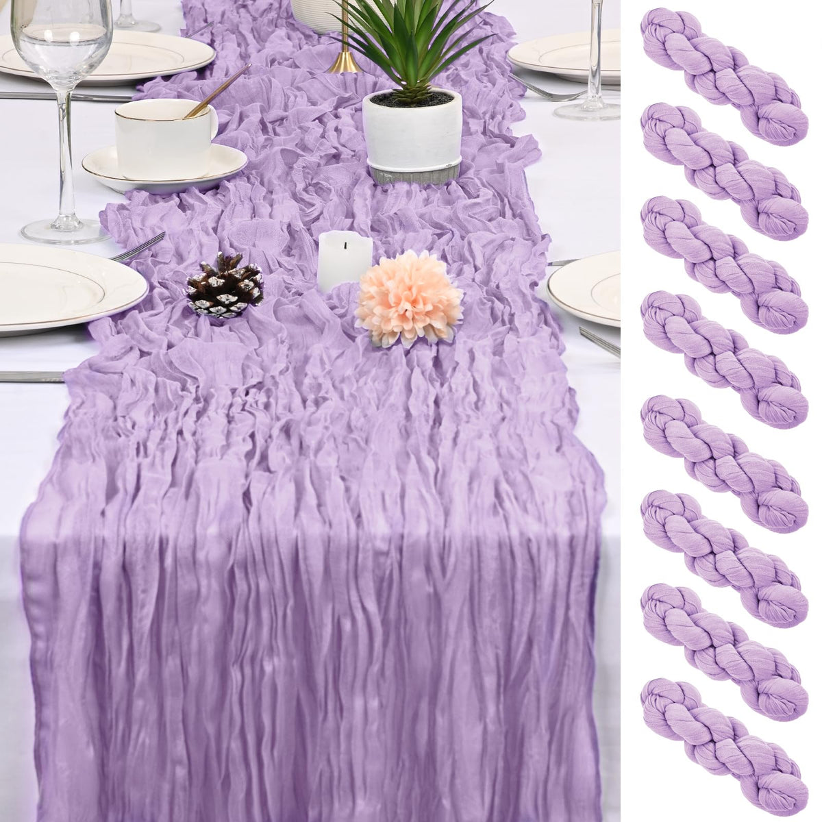 8 Pack Sage Green Cheesecloth Table Runner 17x108 inch Boho Gauze Cheese Cloth Table Runners for Wedding Party Baby Bridal Shower Home Decor