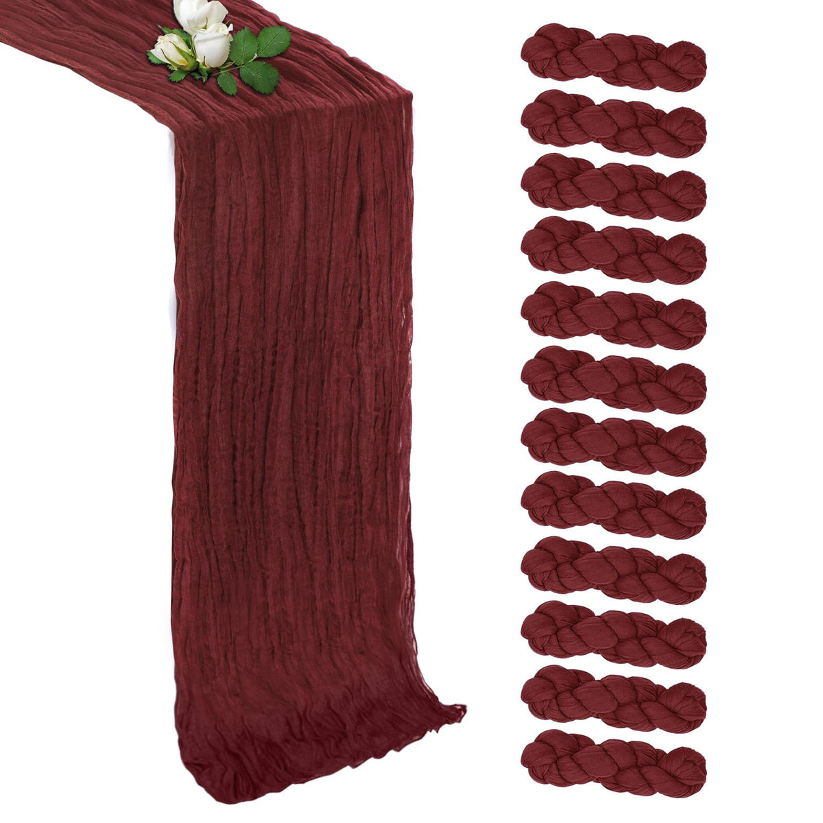 12 Pack Sage Green Table Runner 17 x 108 Inch Cheesecloth