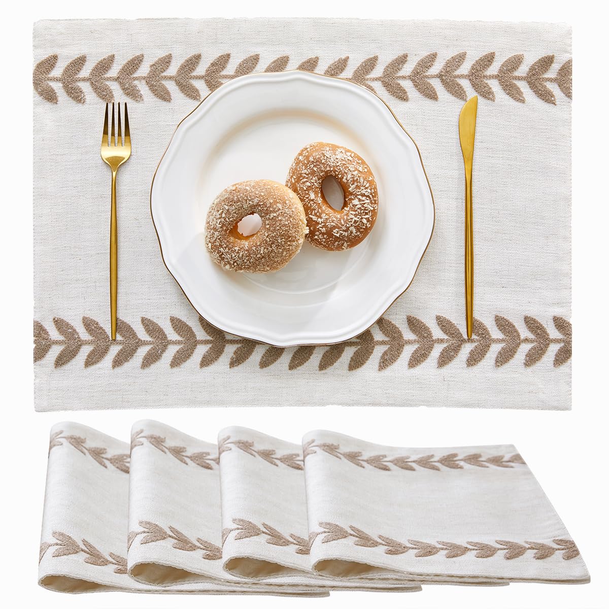 Wracra Embroidered Table Runner, White Table Runners 72 Inches Long