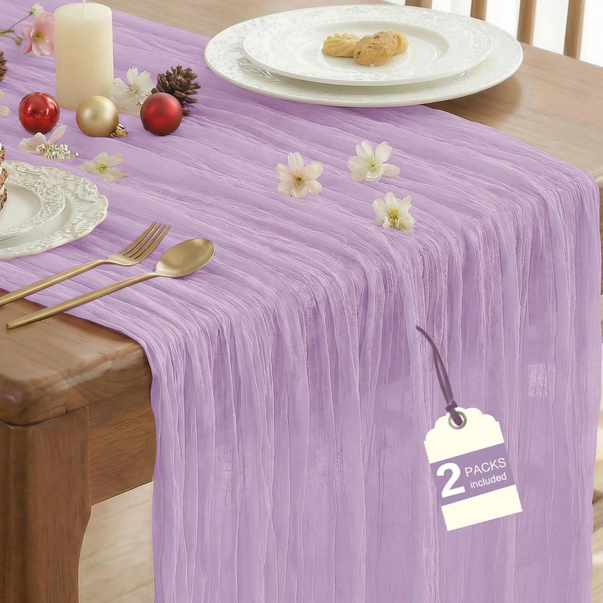 2 Pack Fall Table Runner Terracotta Cheesecloth for Home Thanksgiving Party