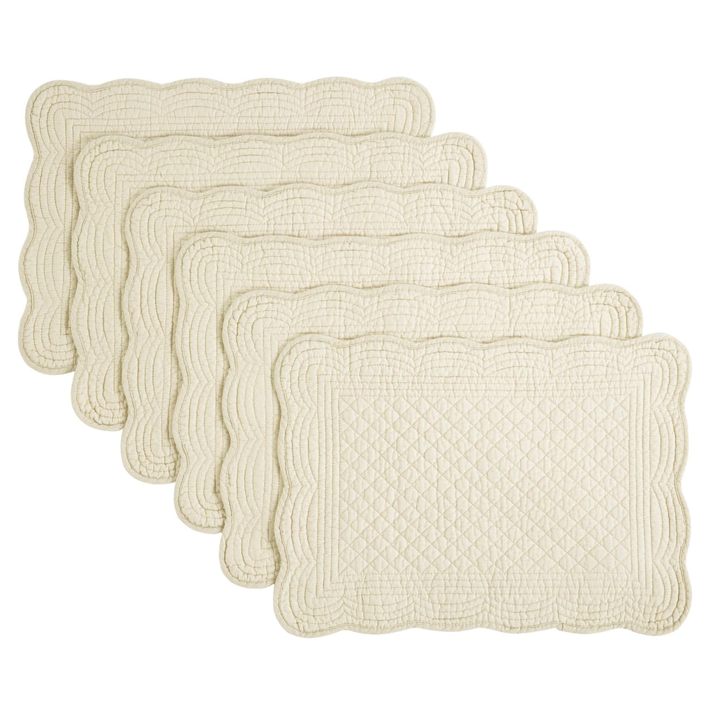 HOMBYS Quilted Placemats Set of 6 Washable-13x18 inches Rectangular Placemats for Kitchen Table-100% Cotton Fabric Rectangular Table Mats, (Emerald Green)