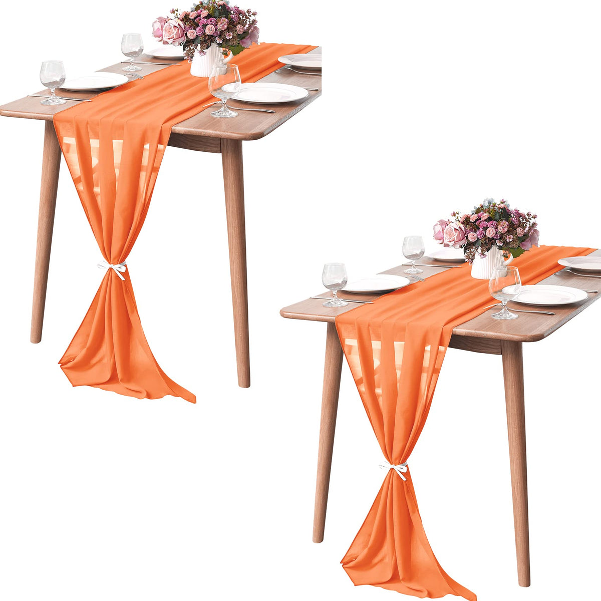 Pufogu 5 Pack 10Ft Light Yellow Chiffon Table Runner Sheer 29x120 Inch