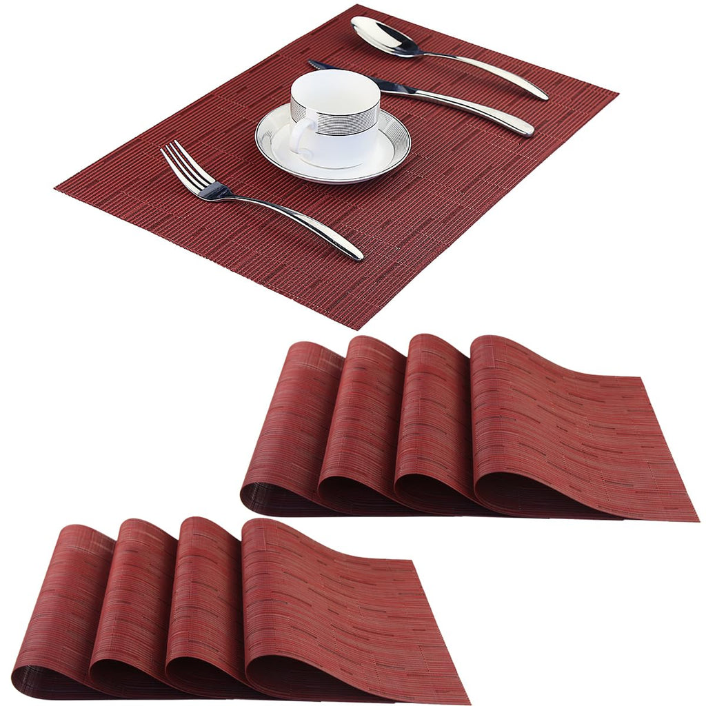 PIGCHCY Placemats,Durable Placemats for Dining Table,Washable Woven Vinyl Kitchen Placemats Set of 4 (Brown)