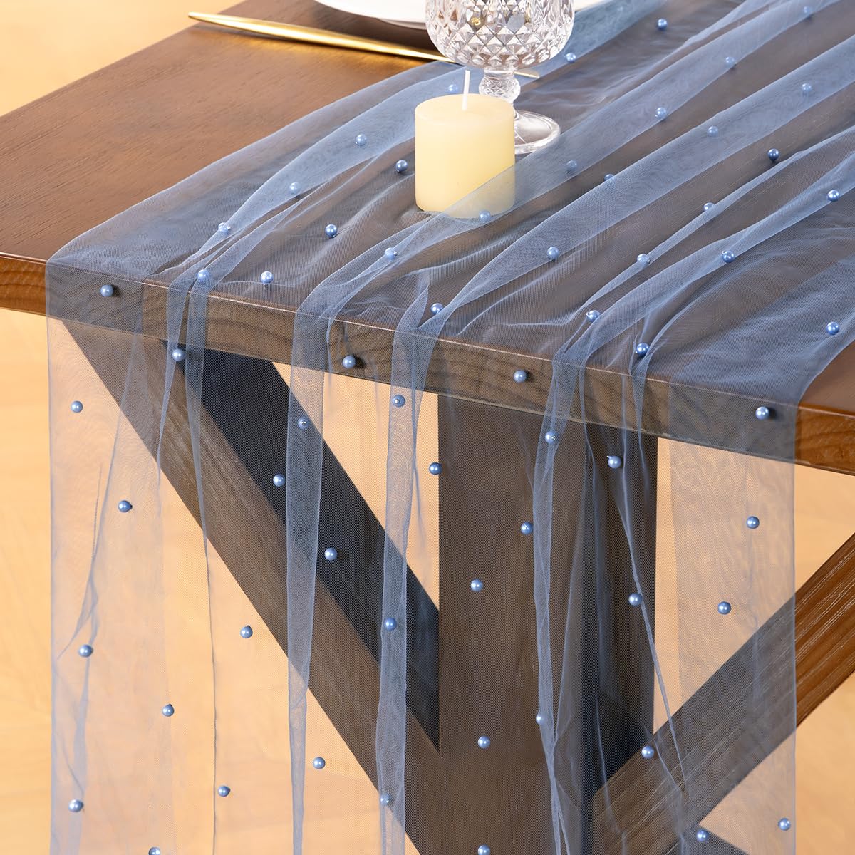 Socomi Pearl Table Runner Fall Tulle Gauze Sheer Wedding Party Home Decor