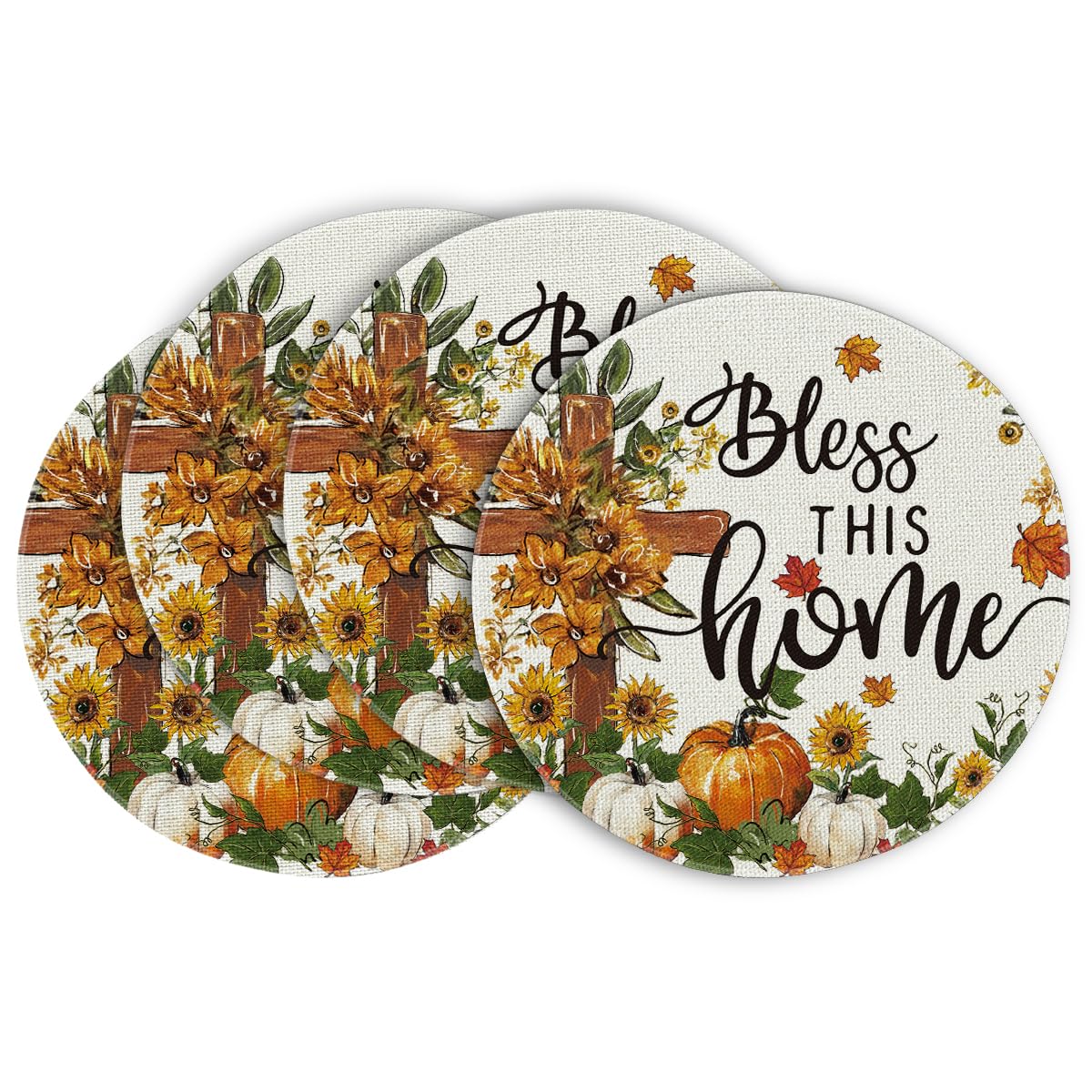 Artoid Mode Pumpkins Floral Fall Placemats Set of 4-12 x 18 Inch