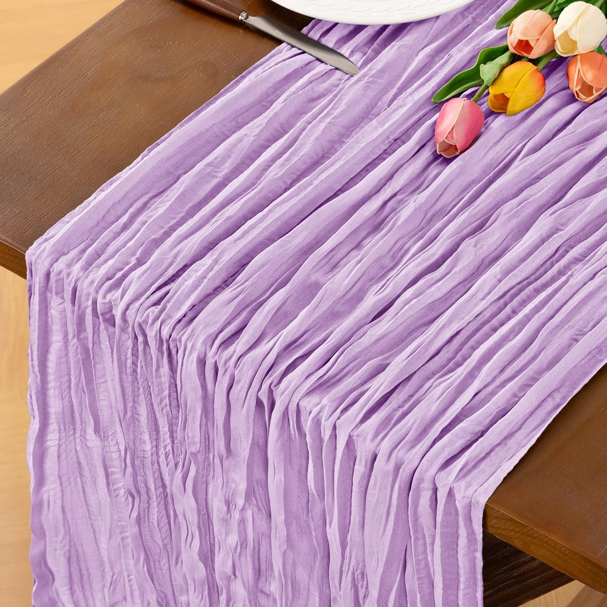 6 Pack Champagne Gold Cheesecloth Table Runner Fall Wrinkled Runner