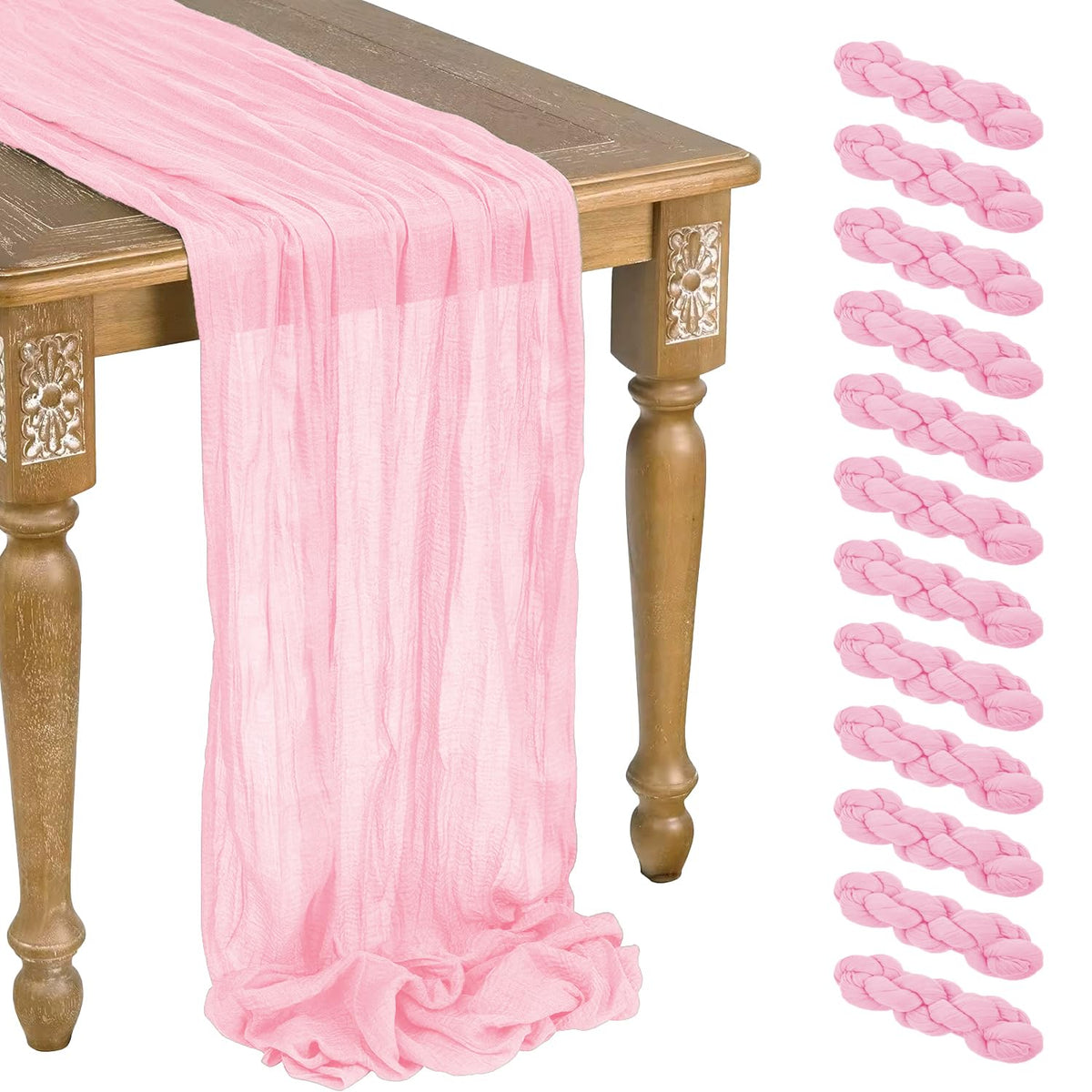 12 Pcs Beige Cheesecloth Table Runner 13ft Boho Gauze Cheesecloth Table Runner 160 inch Long for Christmas Wedding Bridal Baby Shower Birthday Table Decorations