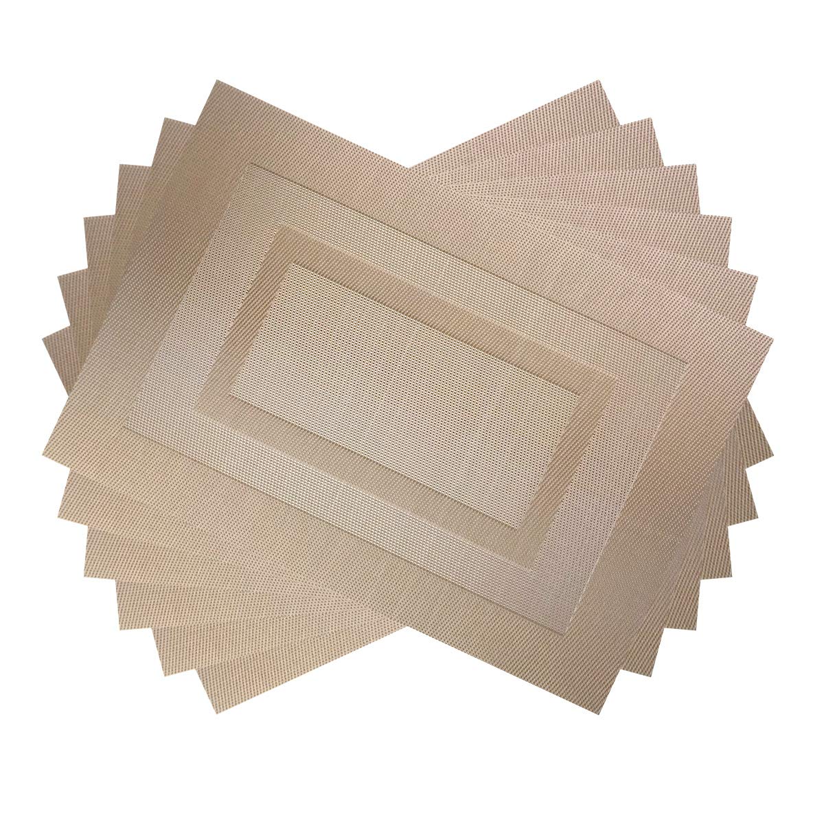 PIGCHCY Placemats,Durable Placemats for Dining Table,Washable Woven Vinyl Kitchen Placemats Set of 4 (Brown)
