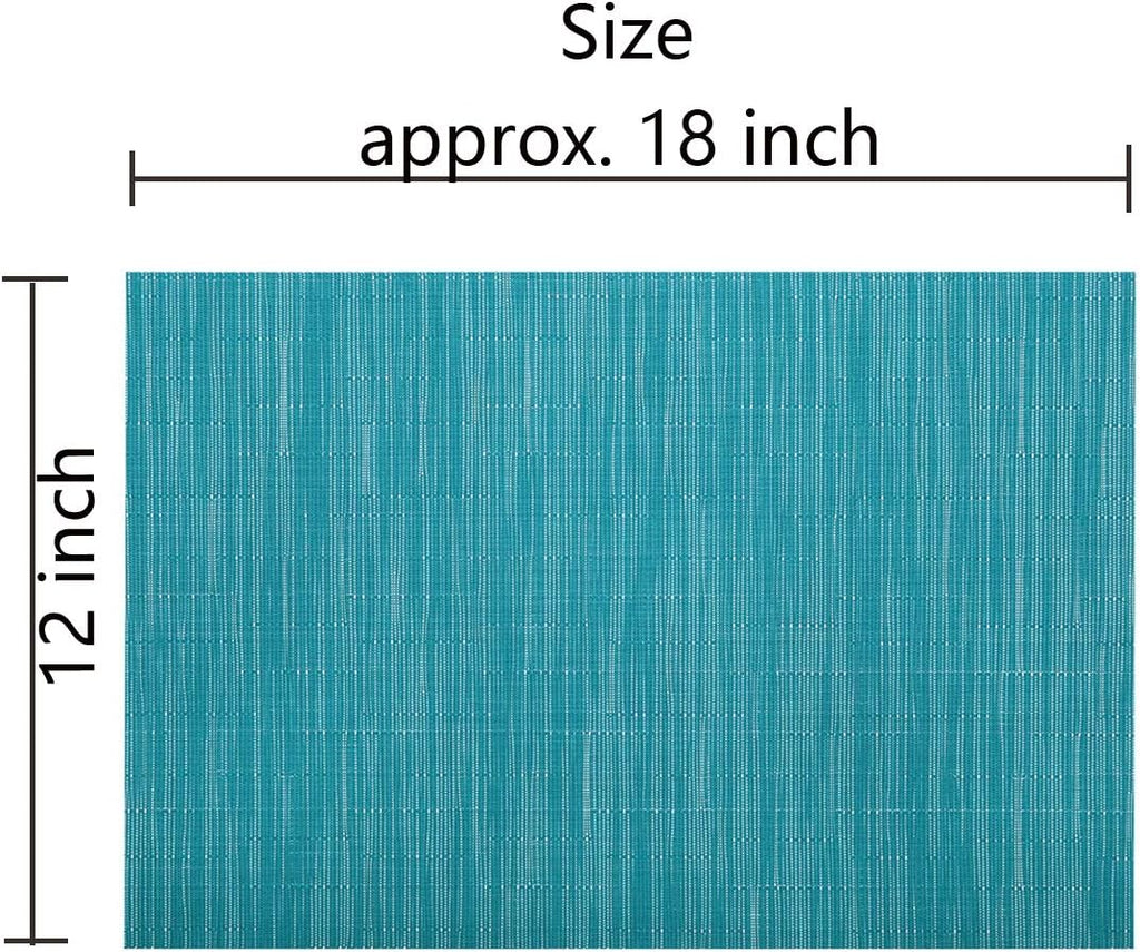 SHACOS Teal Blue Woven Placemats Set of 6 Place Mats for Dining Table