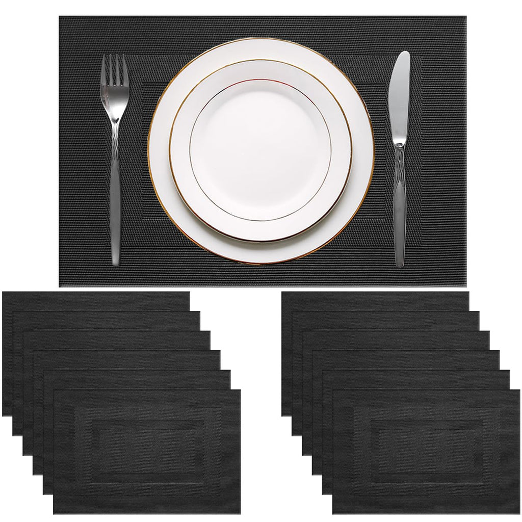PIGCHCY Placemats,Durable Placemats for Dining Table,Washable Woven Vinyl Kitchen Placemats Set of 4 (Brown)