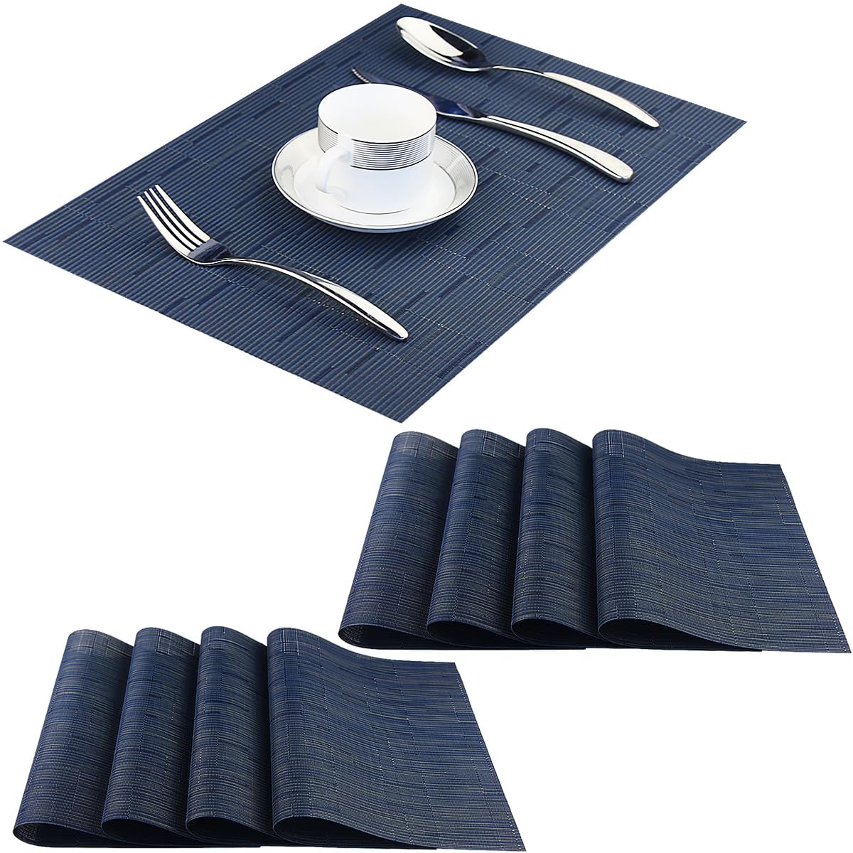 PIGCHCY Placemats,Durable Placemats for Dining Table,Washable Woven Vinyl Kitchen Placemats Set of 4 (Brown)
