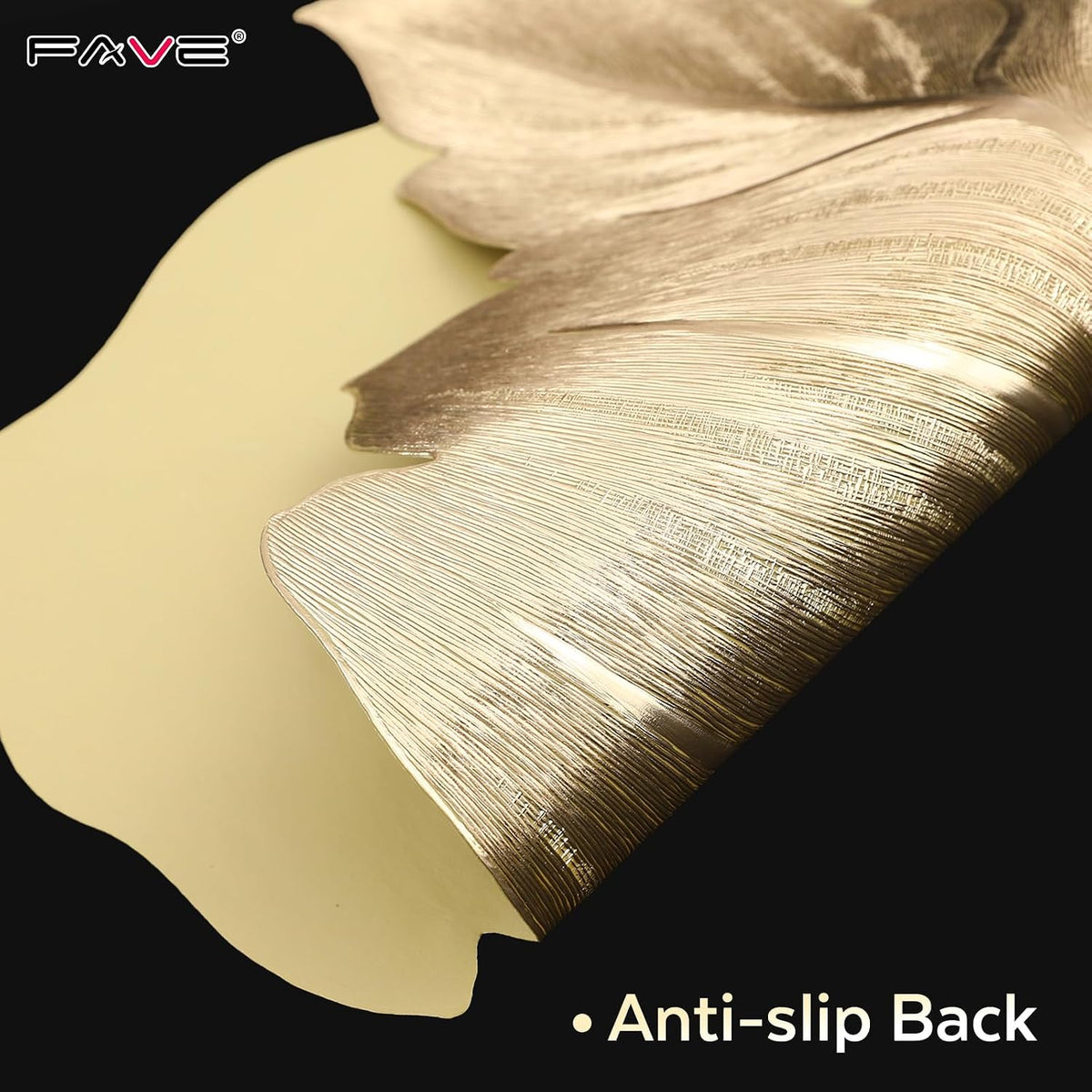 FAVE Gold Vinyl Placemats Set of 6, Washable Leaf Patterned Table Mats