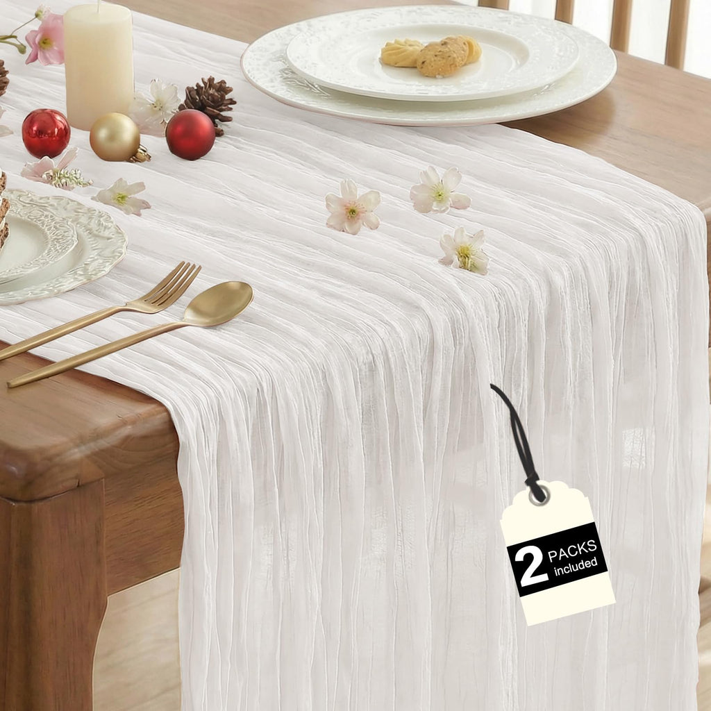 2 Pack Fall Table Runner Terracotta Cheesecloth for Home Thanksgiving Party