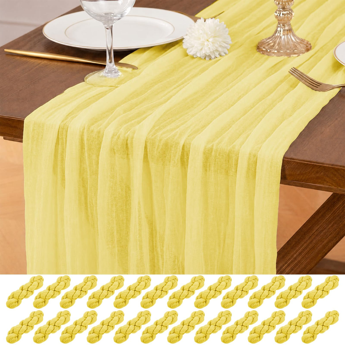12 Pack Ivory Table Runner 10Ft Cheesecloth Table Runner Rustic Gauze Table Runners Romantic Long Cream Sheer Fabric Cheese Cloth Table Runners for Wedding Party Bridal Baby Shower
