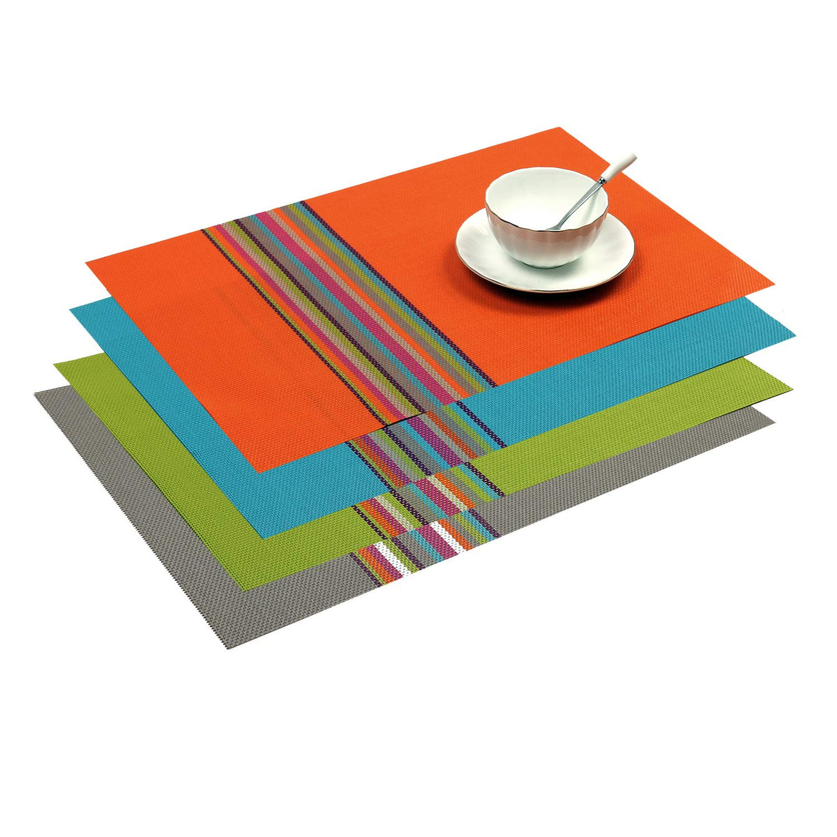 SHACOS Teal Blue Woven Placemats Set of 6 Place Mats for Dining Table