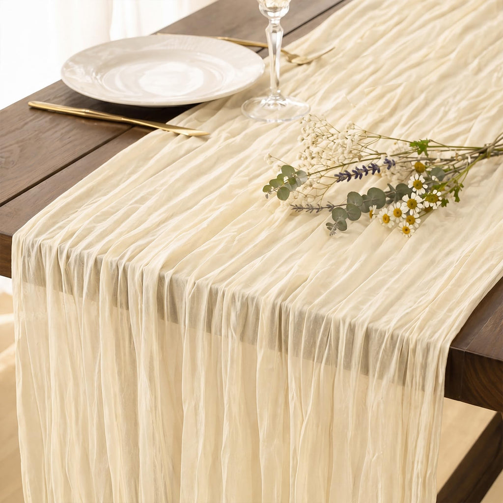 3 Pack Sage Green Cheesecloth Table Runner 120 Inch Boho Wedding Decor