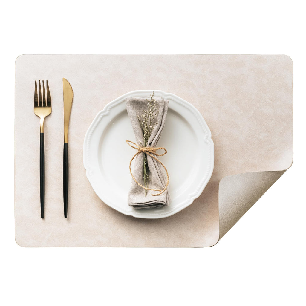 DOLOPL Placemats Set of 8, Reversible Dual-Color Faux Leather Place Mats