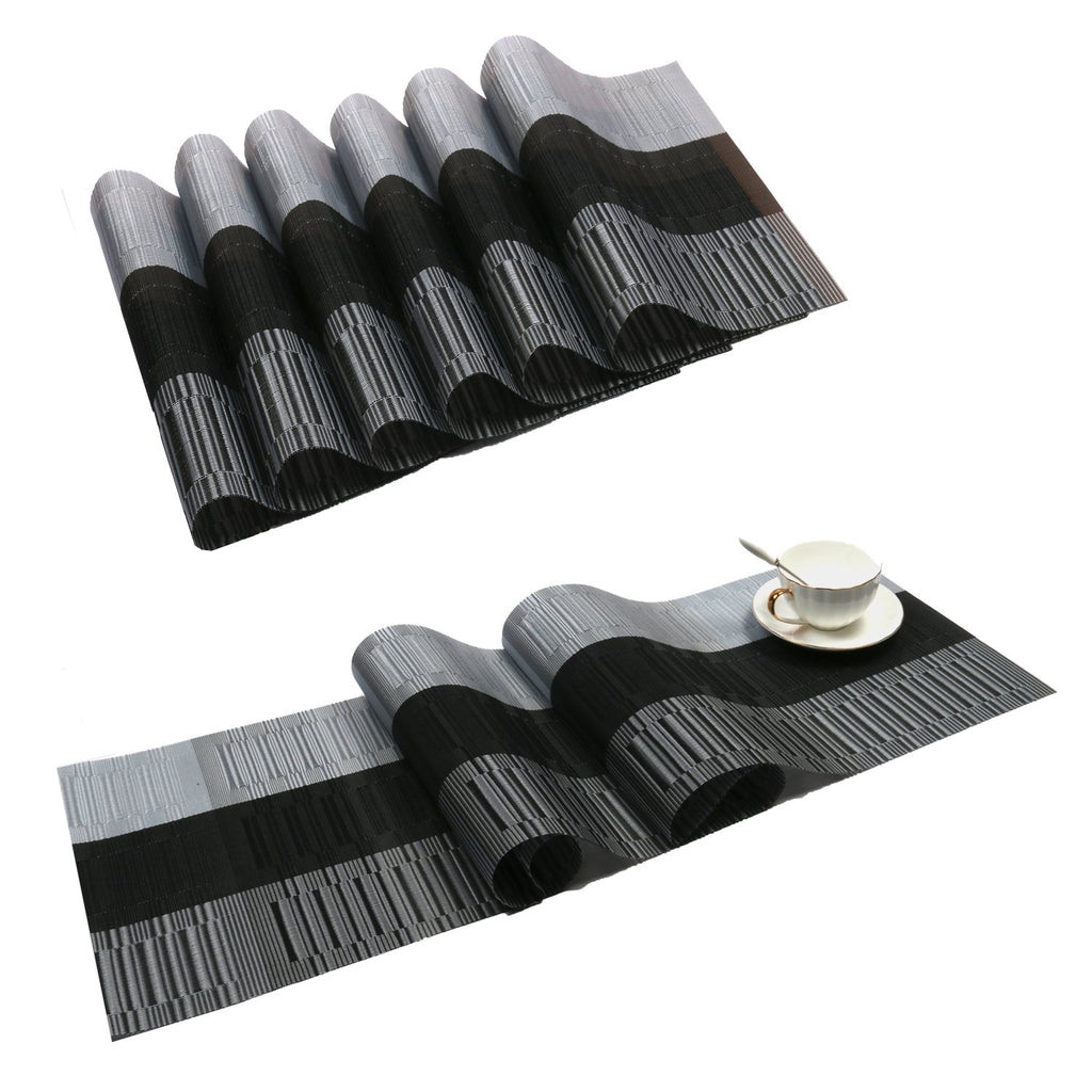 SHACOS Teal Blue Woven Placemats Set of 6 Place Mats for Dining Table