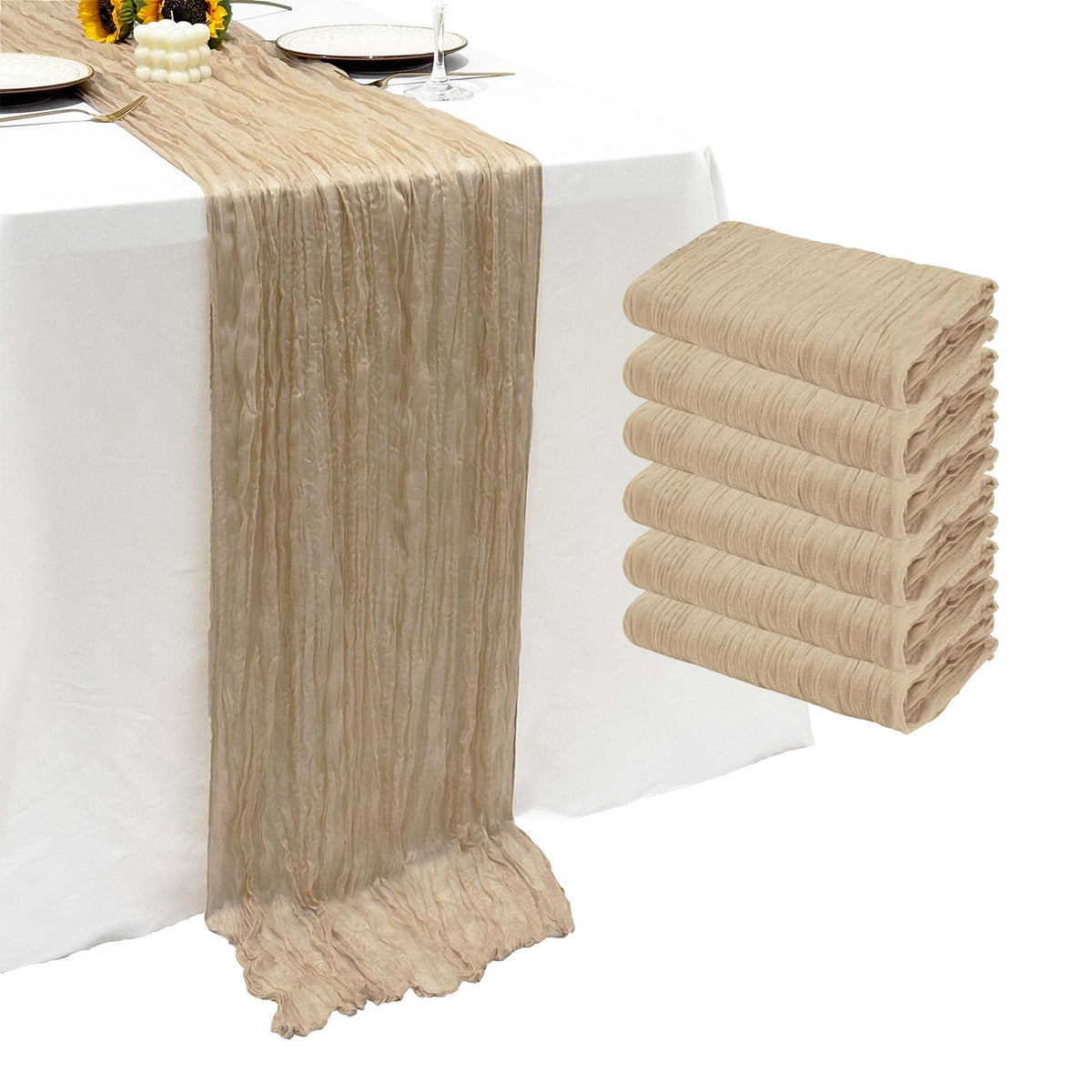 12Pack Dusty Blue Cheesecloth Table Runner 20x120 inch Gauze Table Runner