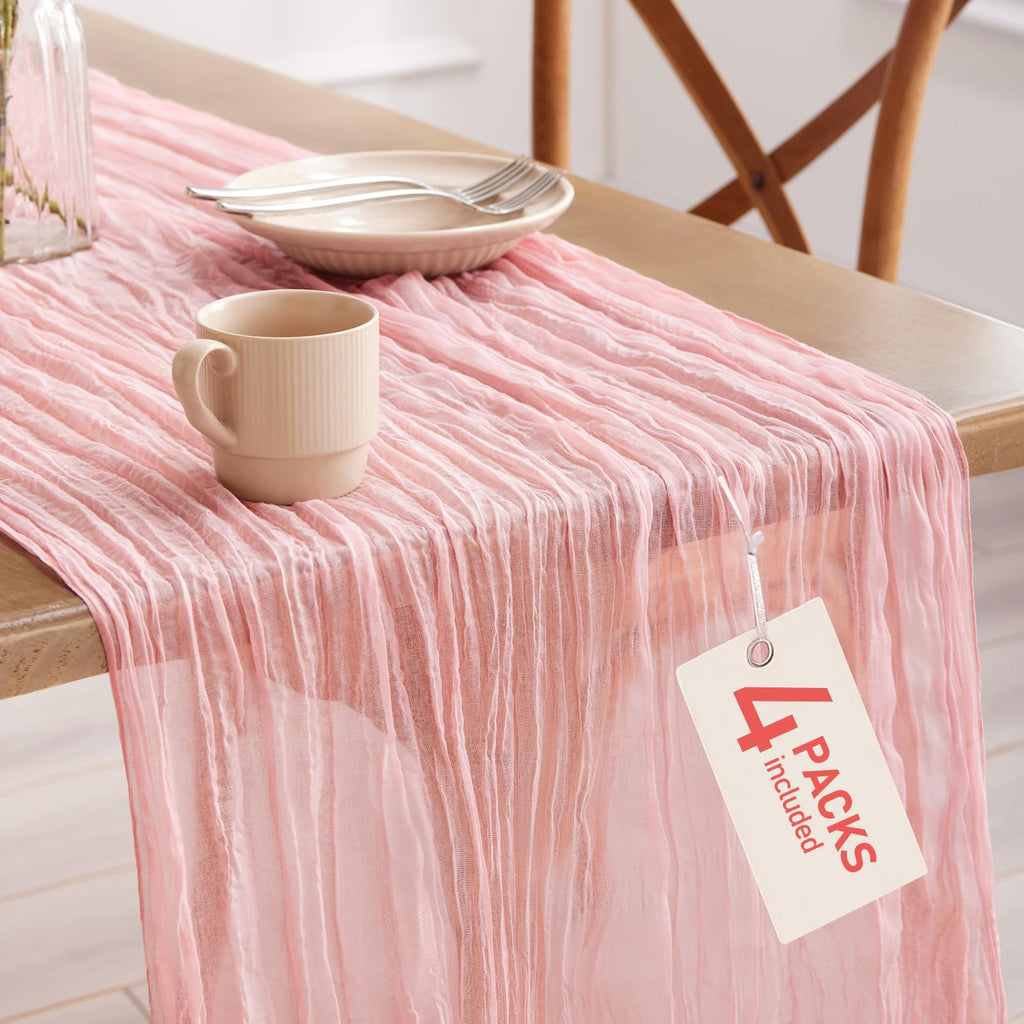 Pureegg 2 Pack Cheesecloth Table Runner 120 Inch Dusty Blue