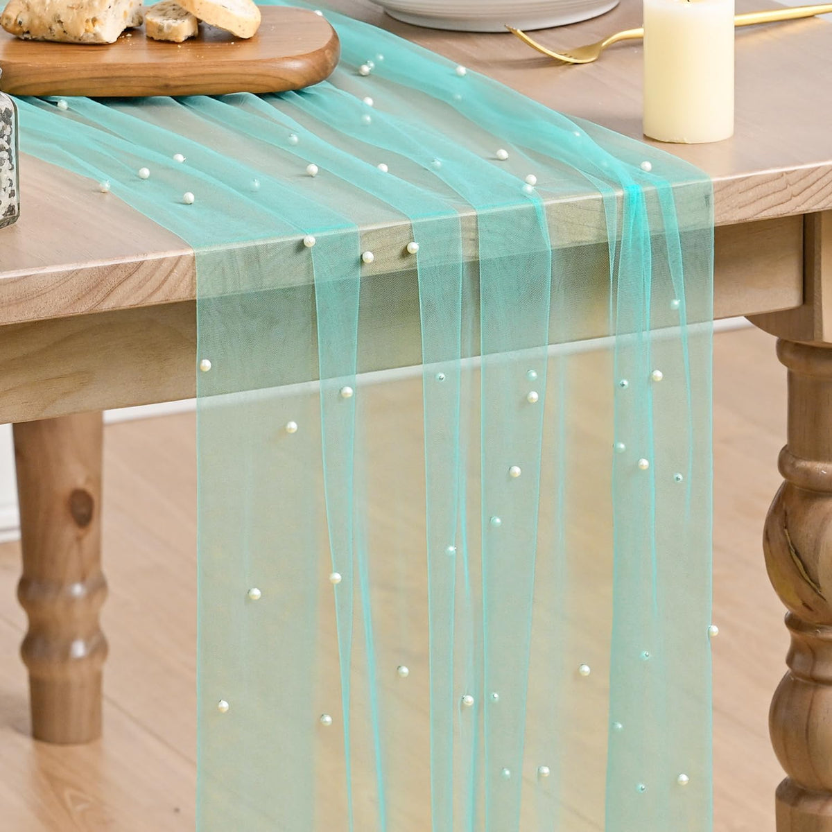 Artoid Mode 6-Pack Pearl Beige Gauze Table Runner 10FT Home Decor