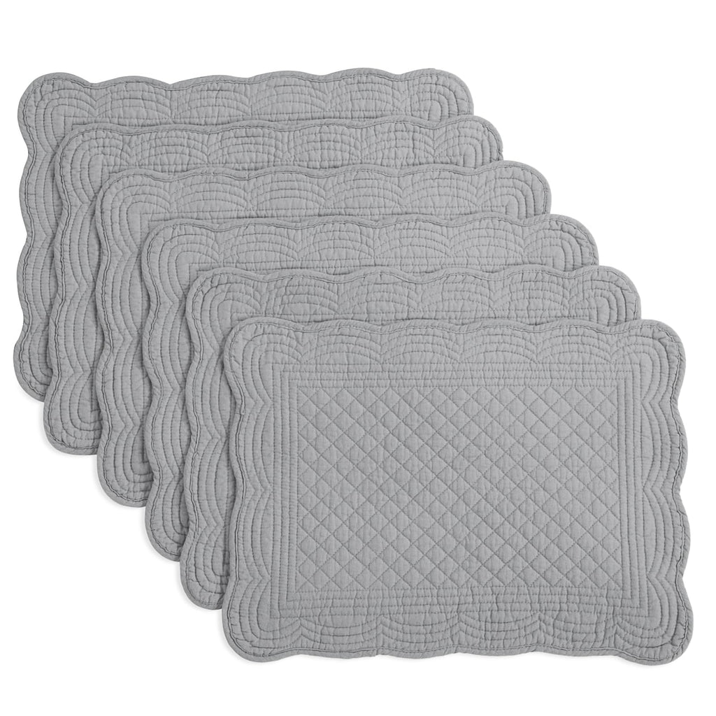 HOMBYS Quilted Placemats Set of 6 Washable-13x18 inches Rectangular Placemats for Kitchen Table-100% Cotton Fabric Rectangular Table Mats, (Emerald Green)