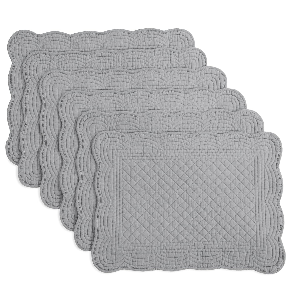 HOMBYS Quilted Placemats Set of 6 Washable-13x18 inches Rectangular Placemats for Kitchen Table-100% Cotton Fabric Rectangular Table Mats, (Emerald Green)