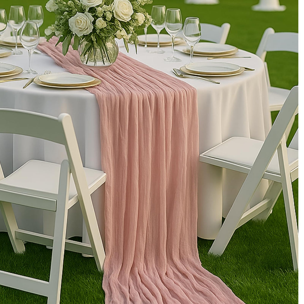Red Cheesecloth Table Runner, 10 ft Gauze Runner for Wedding Table Decor