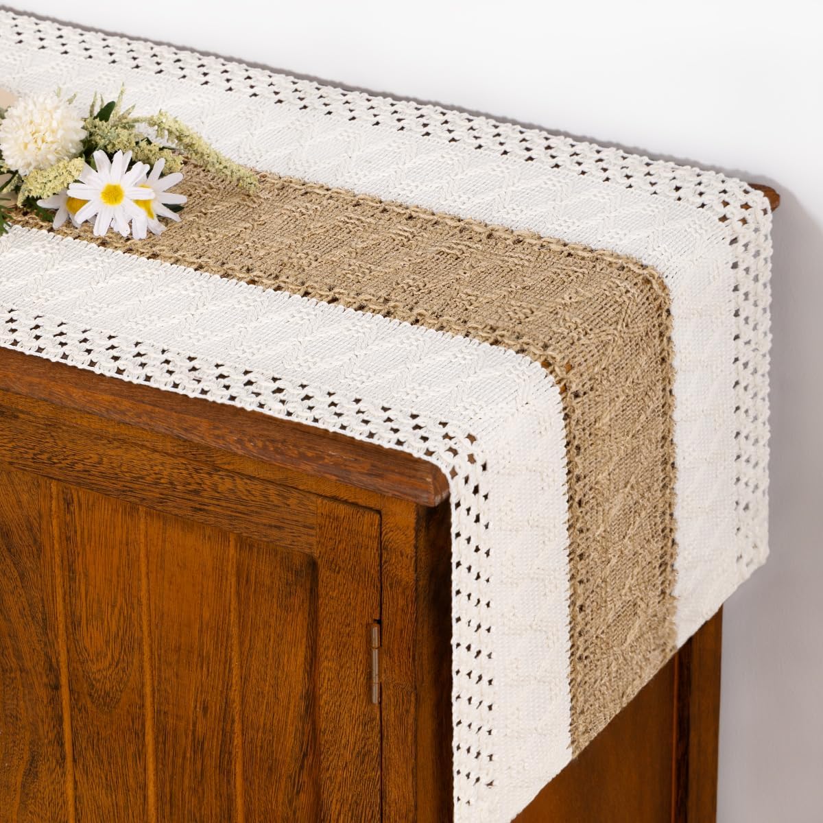 Boho Table Runner Fall Farmhouse Rustic Dining Dresser Scarf Home Decor