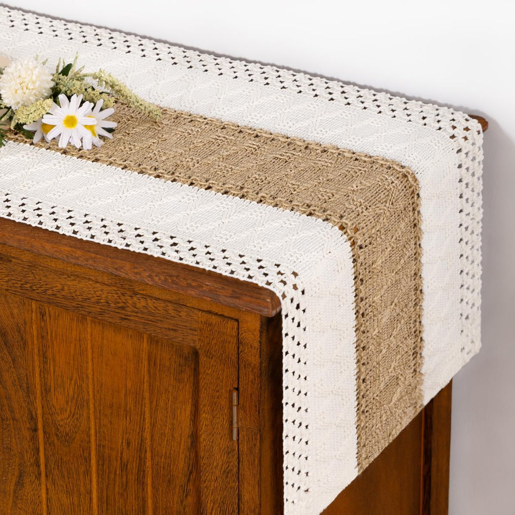 Boho Table Runner Fall Farmhouse Rustic Dining Dresser Scarf Home Decor