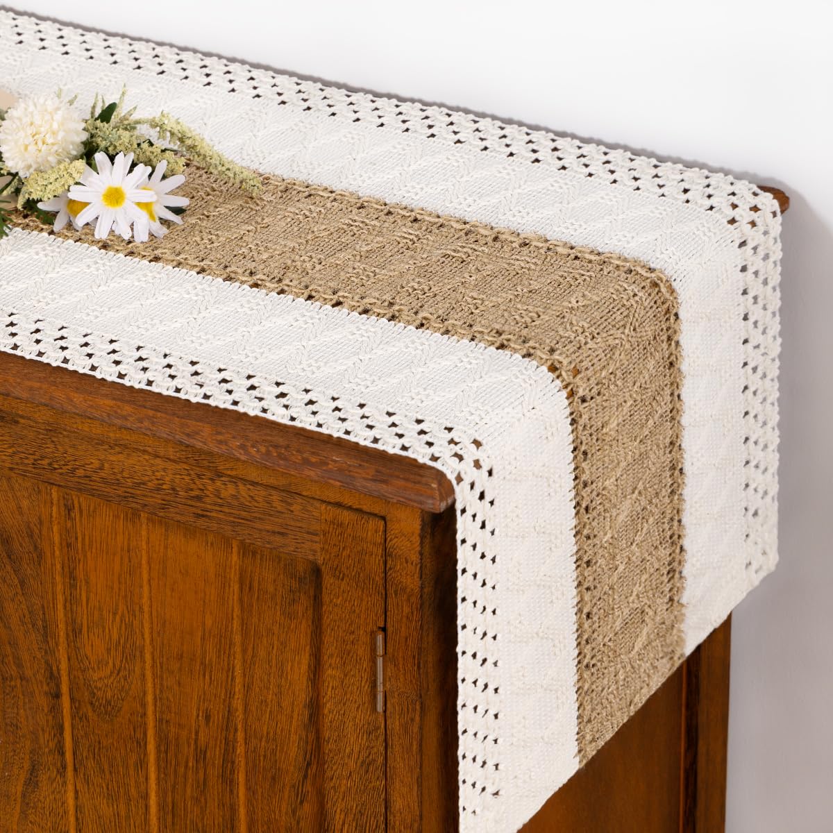 Boho Table Runner Fall Farmhouse Rustic Dining Dresser Scarf Home Decor