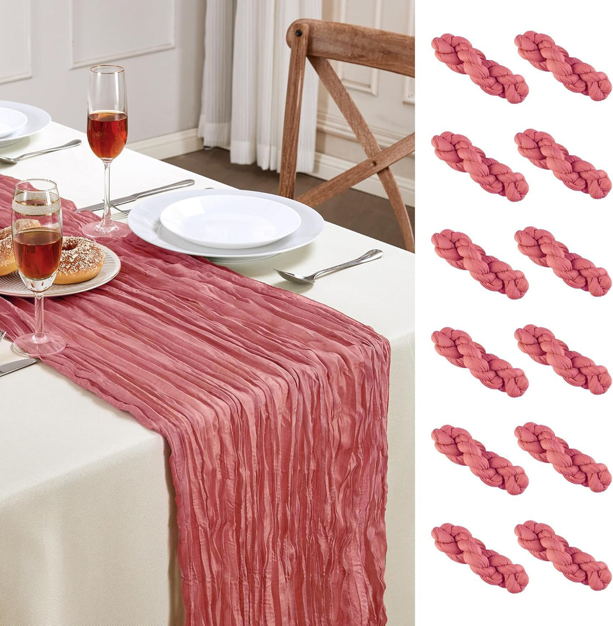 6 Pack White Cheesecloth Table Runner 35×120Inch Fall Boho Gauze Home Decor